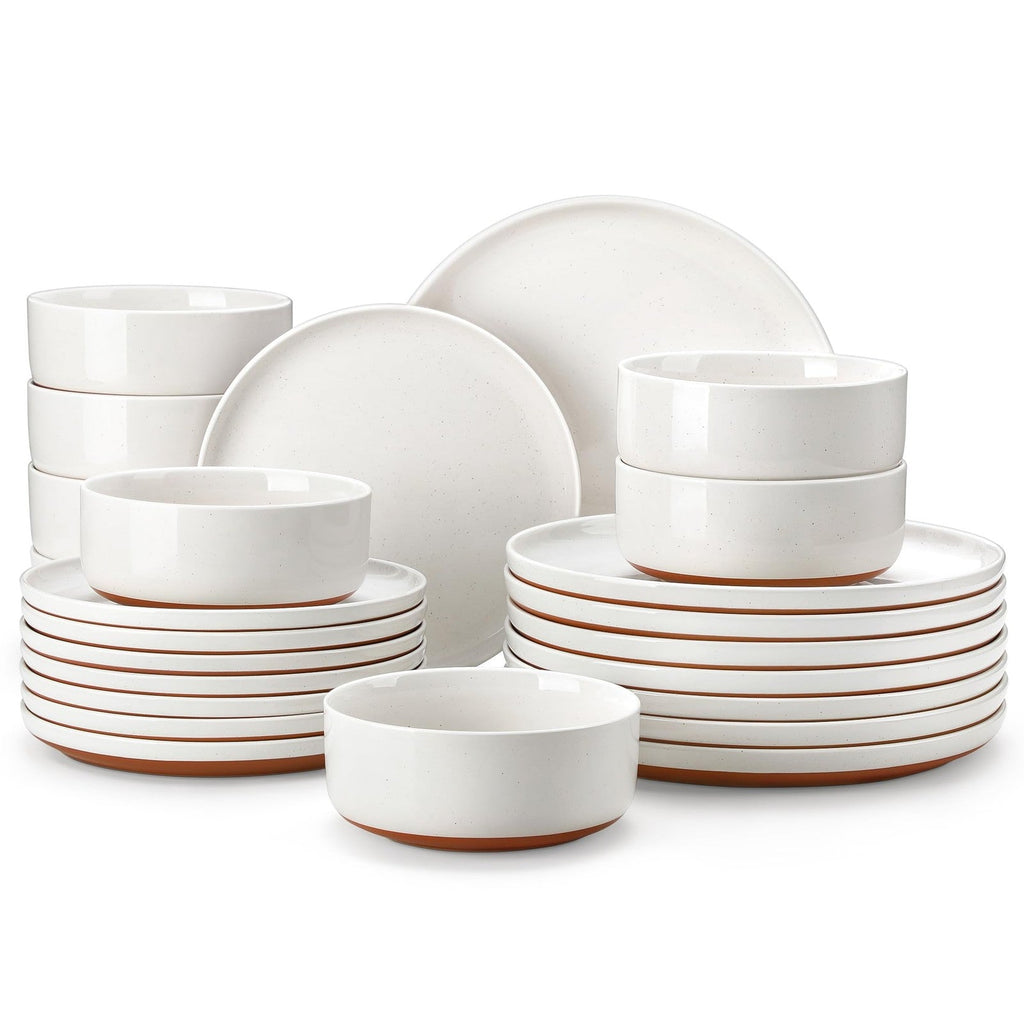Plates and Bowls Sets, 24 Pieces Modern Ceramic Dinnerware Set for 8 Kitchen